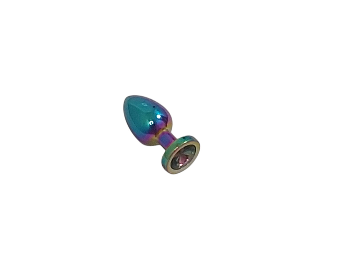 Round Metal Butt/Anal Plug Small (Pine Cone Shaped) with Coloured Gem Small