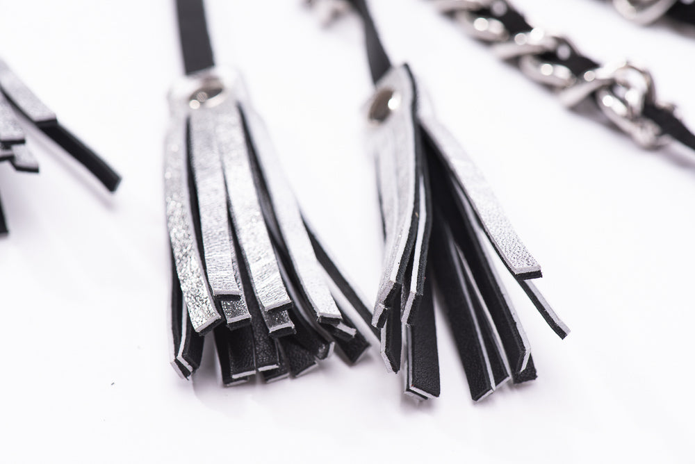 Hand Made Chain Flogger With leather Inlay 30cm Falls - The Wow Factor, Pure Bling.