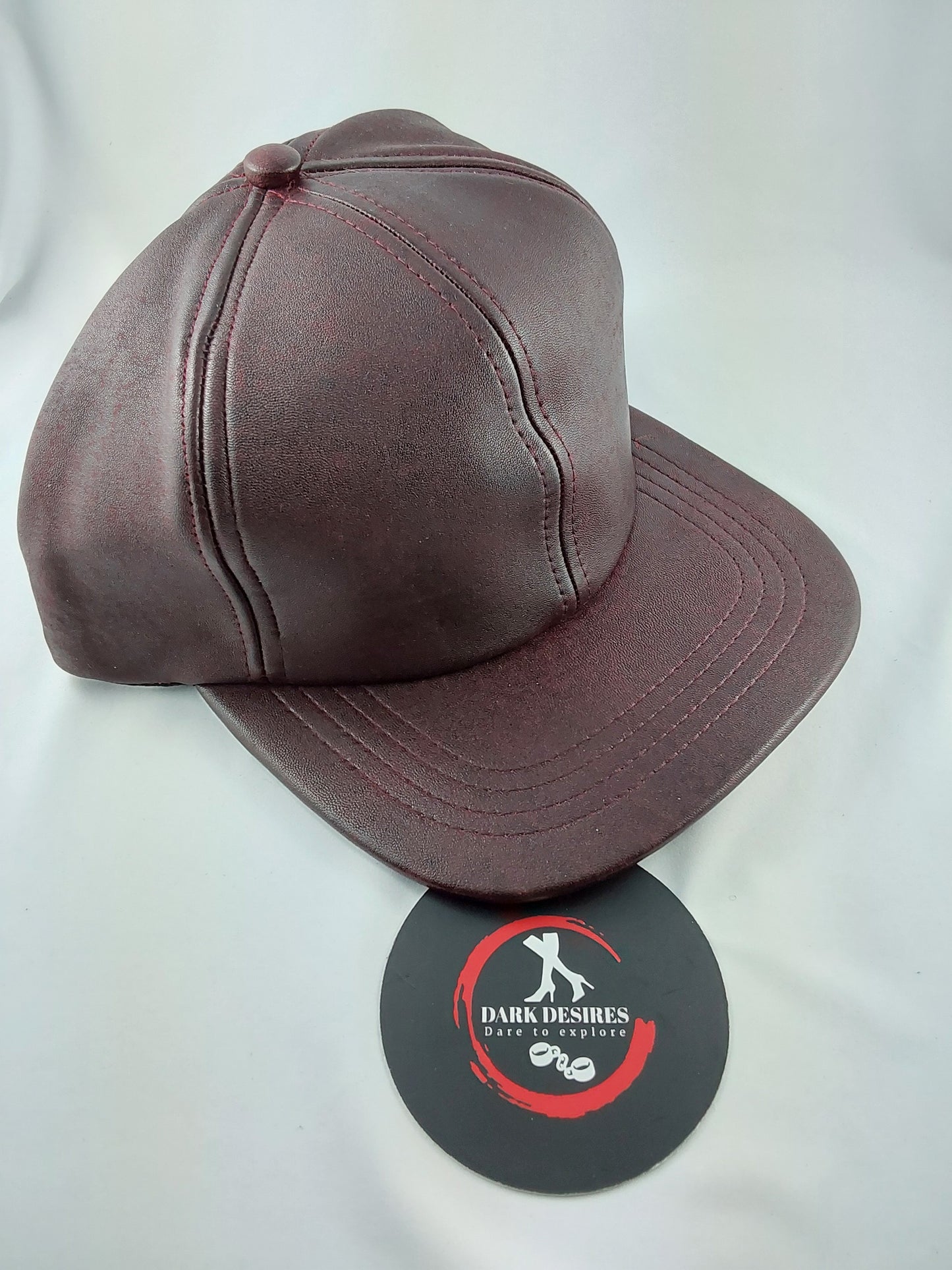 100% Hand Made, 6 Panel Sheep Leather, Mid Crown, Unisex Baseball Cap with Velcro Adjustable Back Strap