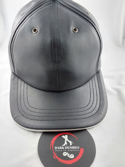 100% Hand Made, 6 Panel Sheep Leather, Mid Crown, Unisex Baseball Cap with Velcro Adjustable Back Strap