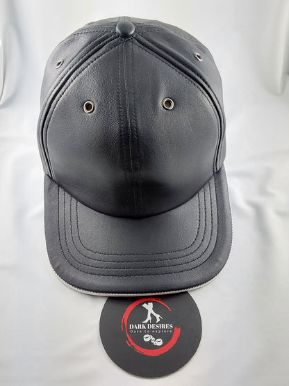 100% Hand Made, 6 Panel Sheep Leather, Mid Crown, Unisex Baseball Cap with Velcro Adjustable Back Strap