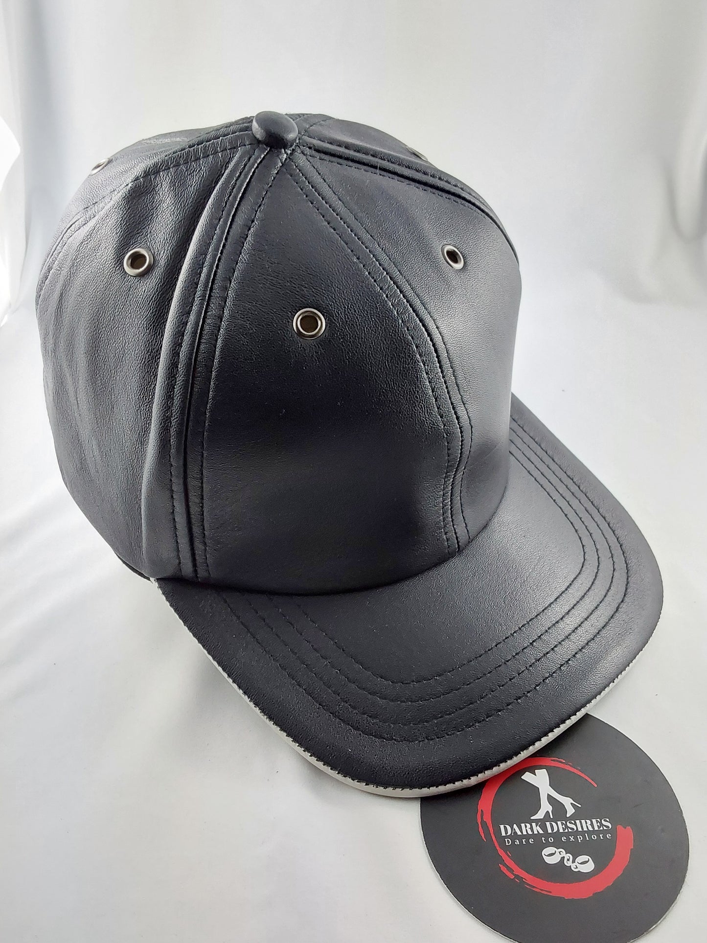 100% Hand Made, 6 Panel Sheep Leather, Mid Crown, Unisex Baseball Cap with Velcro Adjustable Back Strap
