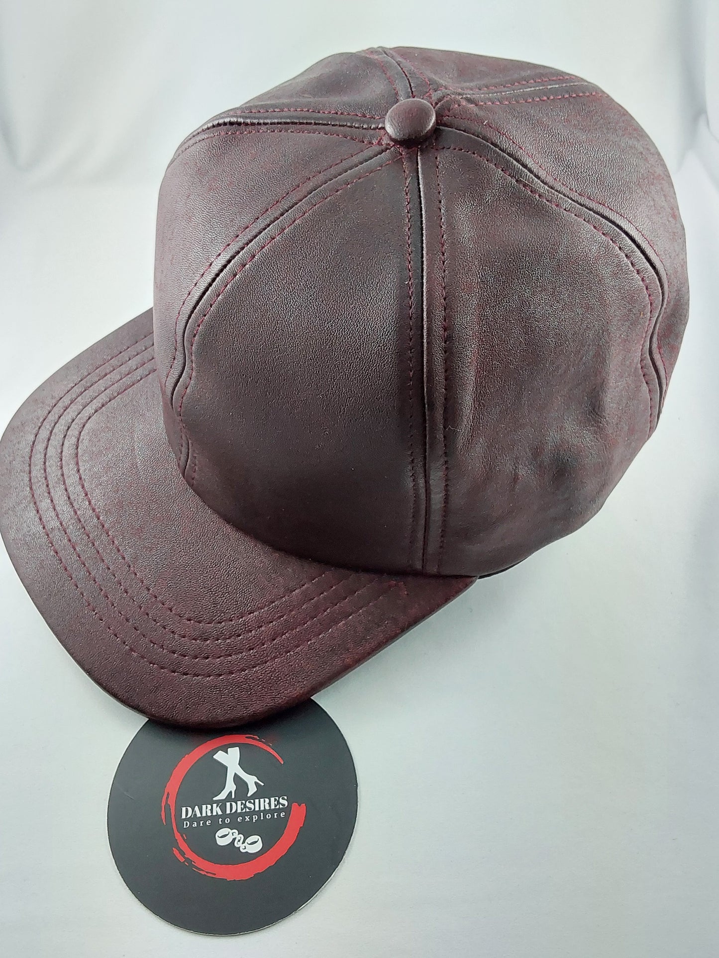 100% Hand Made, 6 Panel Sheep Leather, Mid Crown, Unisex Baseball Cap with Velcro Adjustable Back Strap