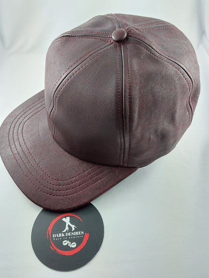 100% Hand Made, 6 Panel Sheep Leather, Mid Crown, Unisex Baseball Cap with Velcro Adjustable Back Strap