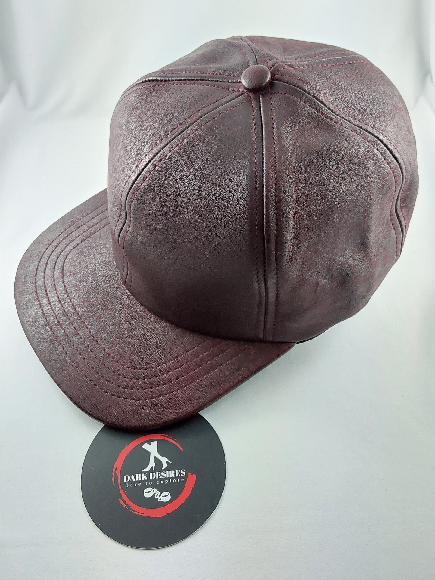 100% Hand Made, 6 Panel Sheep Leather, Mid Crown, Unisex Baseball Cap with Velcro Adjustable Back Strap