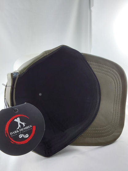 100% Hand Made, 6 Panel Sheep Leather, Mid Crown, Unisex Baseball Cap with Velcro Adjustable Back Strap