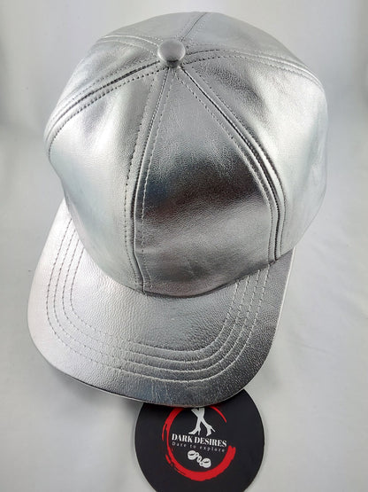 100% Hand Made, 6 Panel Sheep Leather, Mid Crown, Unisex Baseball Cap with Velcro Adjustable Back Strap