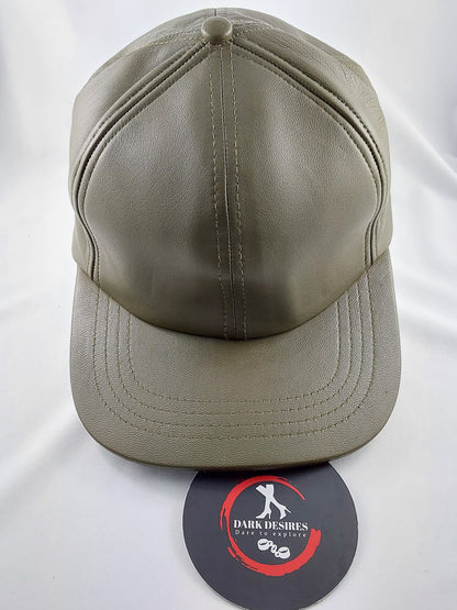 100% Hand Made, 6 Panel Sheep Leather, Mid Crown, Unisex Baseball Cap with Velcro Adjustable Back Strap