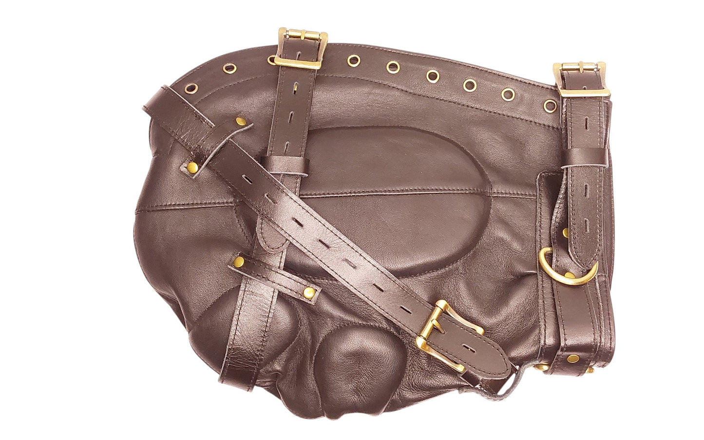 Handmade Leather Sensory Isolation Hood — Black, Lined, Rear Lacing