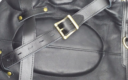 Handmade Leather Sensory Isolation Hood — Black, Lined, Rear Lacing