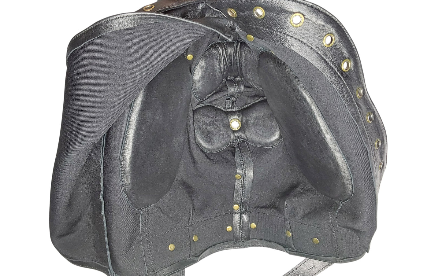 Handmade Leather Sensory Isolation Hood — Black, Lined, Rear Lacing