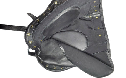 Handmade Leather Sensory Isolation Hood — Black, Lined, Rear Lacing