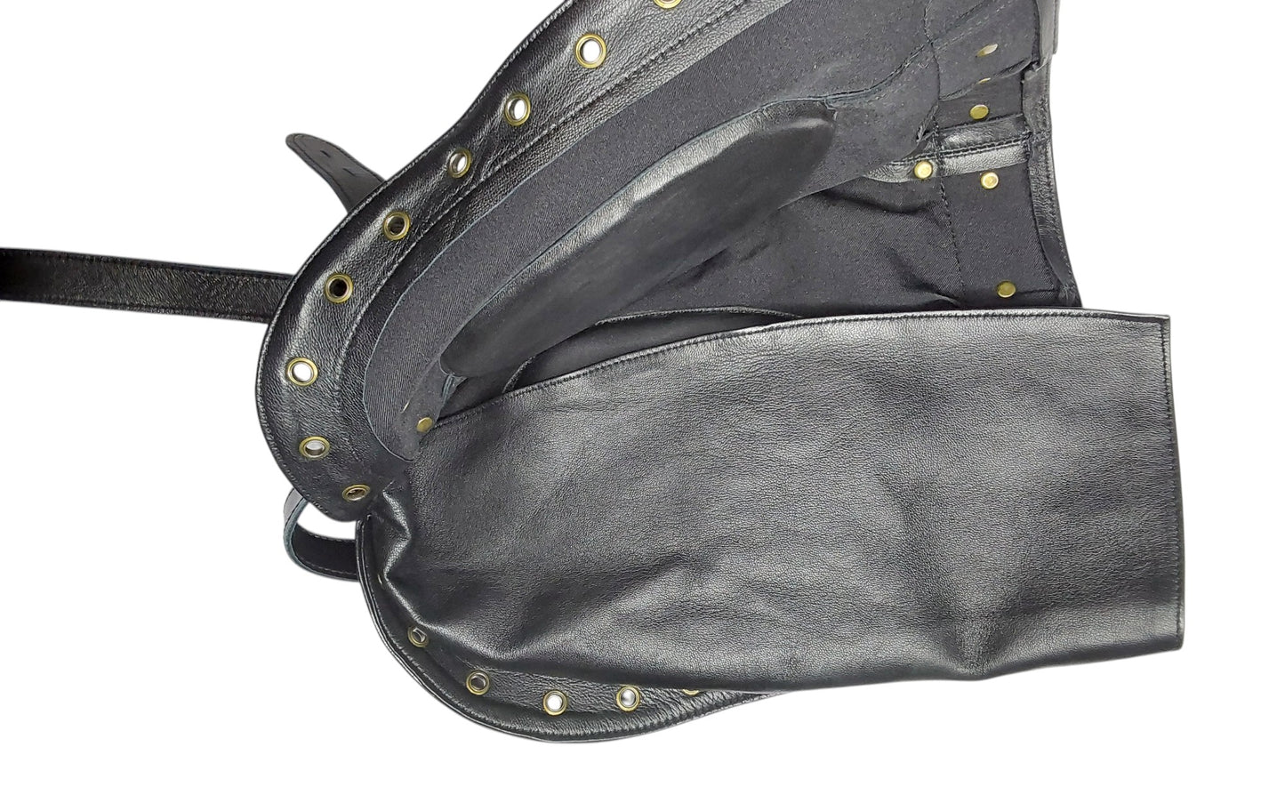 Handmade Leather Sensory Isolation Hood — Black, Lined, Rear Lacing