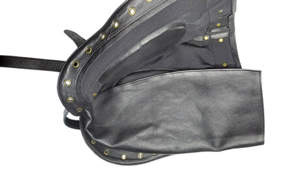 Handmade Leather Sensory Isolation Hood — Black, Lined, Rear Lacing