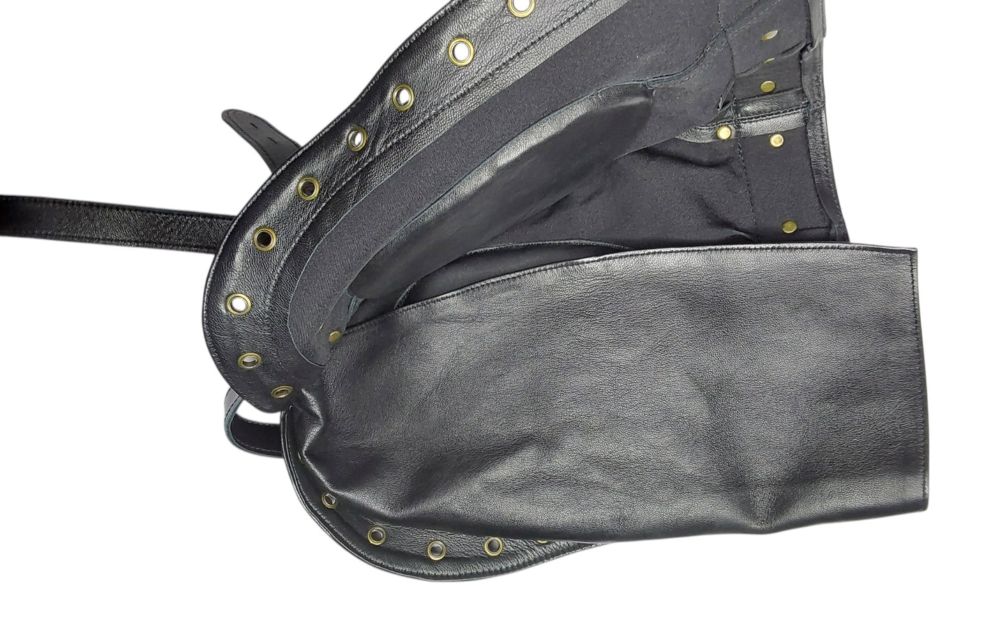Handmade Leather Sensory Isolation Hood — Black, Lined, Rear Lacing