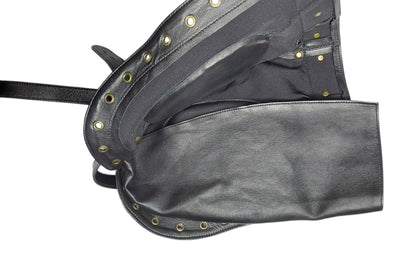 Handmade Leather Sensory Isolation Hood — Black, Lined, Rear Lacing