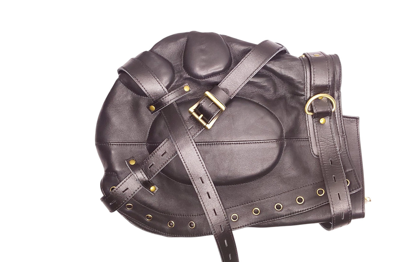 Handmade Leather Sensory Isolation Hood — Black, Lined, Rear Lacing