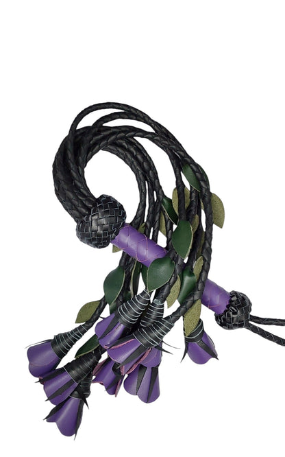 100% Leather Hand Made, Eggplant Purple Splay Floggers Single Sided, Not Stitched