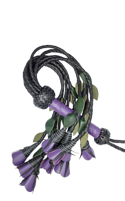 100% Leather Hand Made, Eggplant Purple Splay Floggers Single Sided, Not Stitched