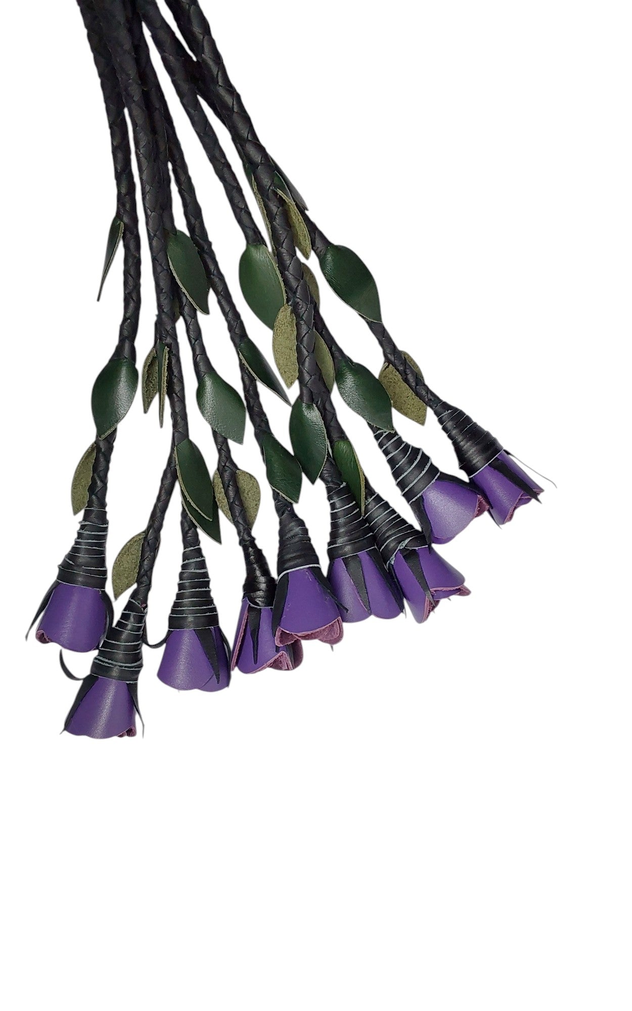 100% Leather Hand Made, Eggplant Purple Splay Floggers Single Sided, Not Stitched