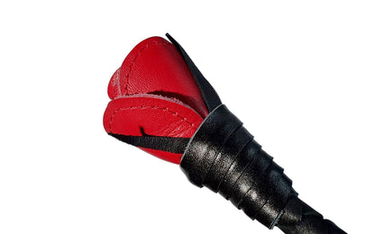 Hand-Made Leather Rose Riding Crop – Black Stem with Blue Rose, Stitched