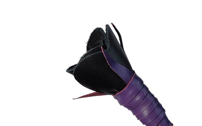 Luxury hand-made leather rose riding crop with purple stem & black rose tip. Fiberglass core, 680 mm length. Perfect for BDSM play.