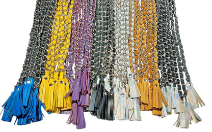 Hand Made Chain with Leather Inlay Flogger Detachable Flat Handle & Swivel BDSM Impact Toy