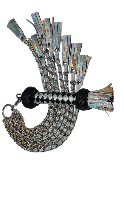 Hand Made Chain with Leather Inlay Flogger Detachable Round Handle & Swivel BDSM Impact Toy