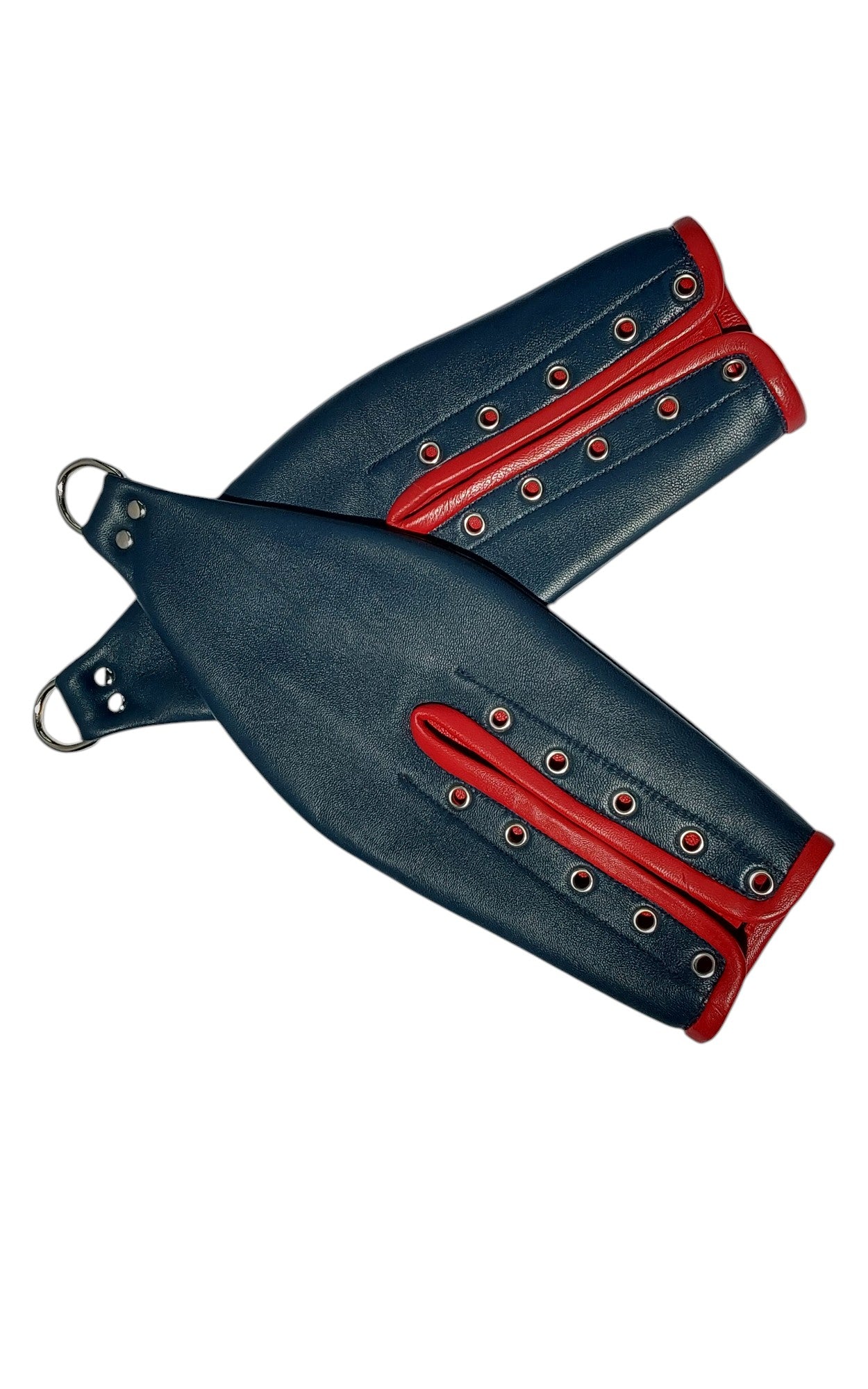 Hand-Made Leather Hand Binder/Mitts — Lace-Up with D-Ring (Pair)