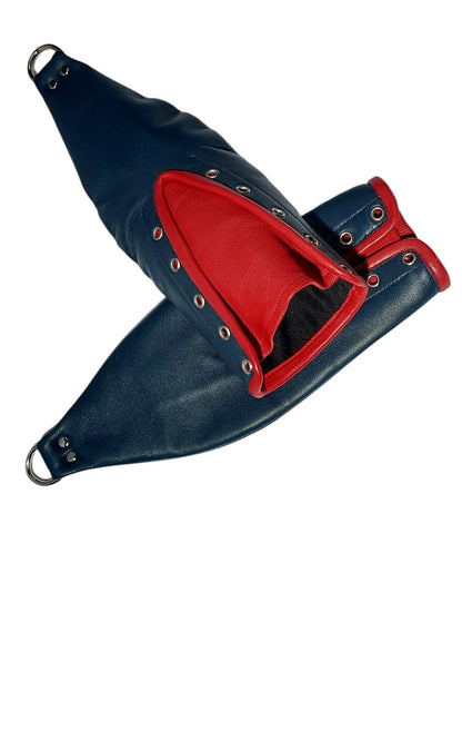 Hand-Made Leather Hand Binder/Mitts — Lace-Up with D-Ring (Pair)