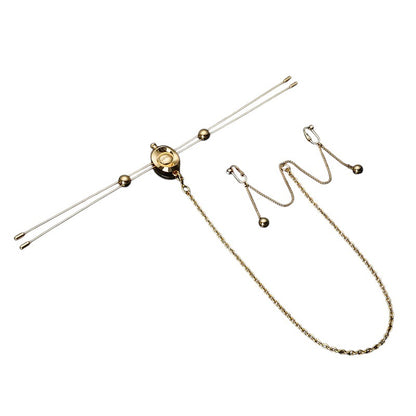Double Bar Vibration Nipple Clamps & Clitoral Chain Accessories Set