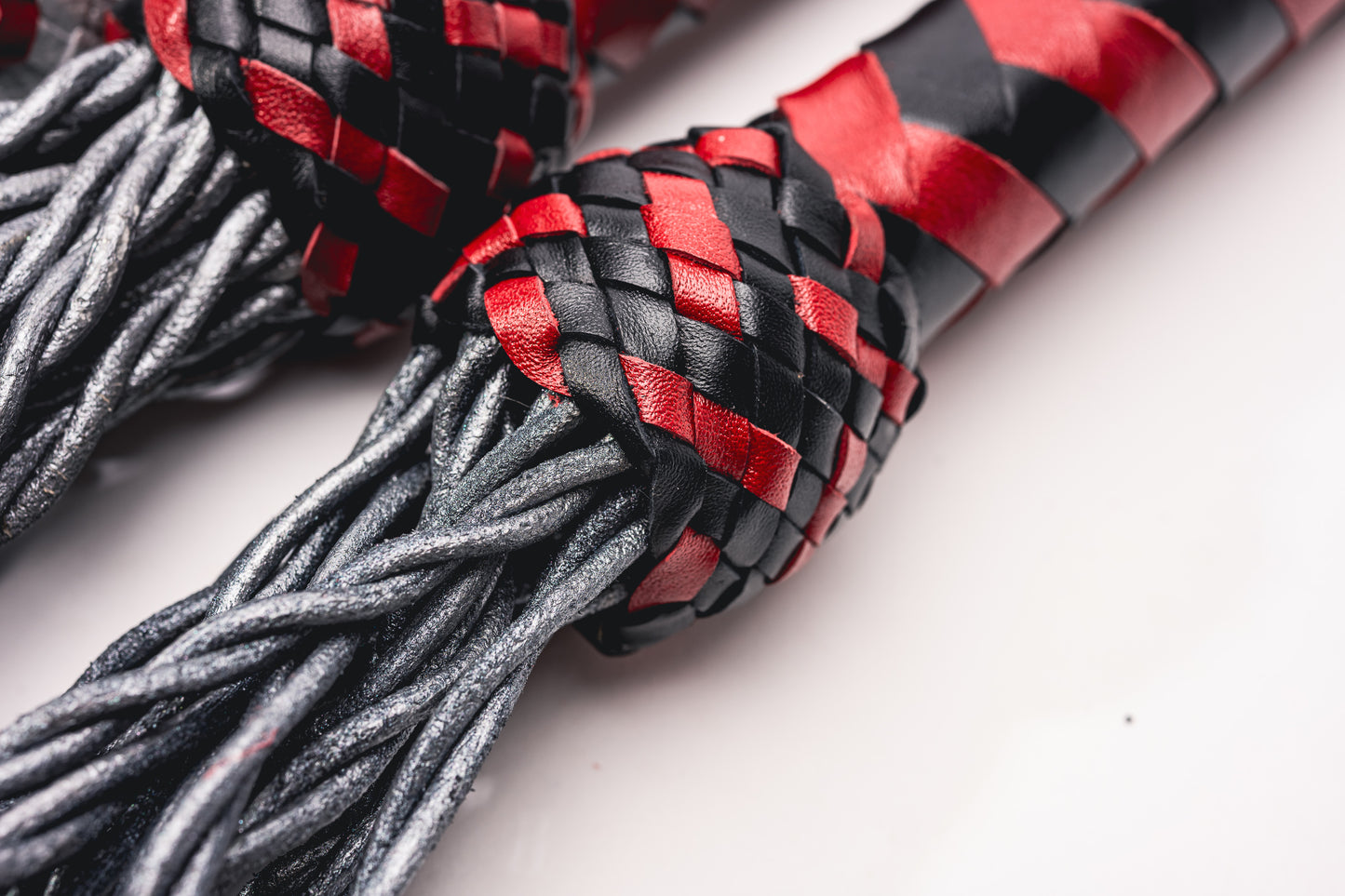 Hand Made Leather Faux Barbed Long Wire Flogger  50cm Long Falls to give that extra reach  , Silver