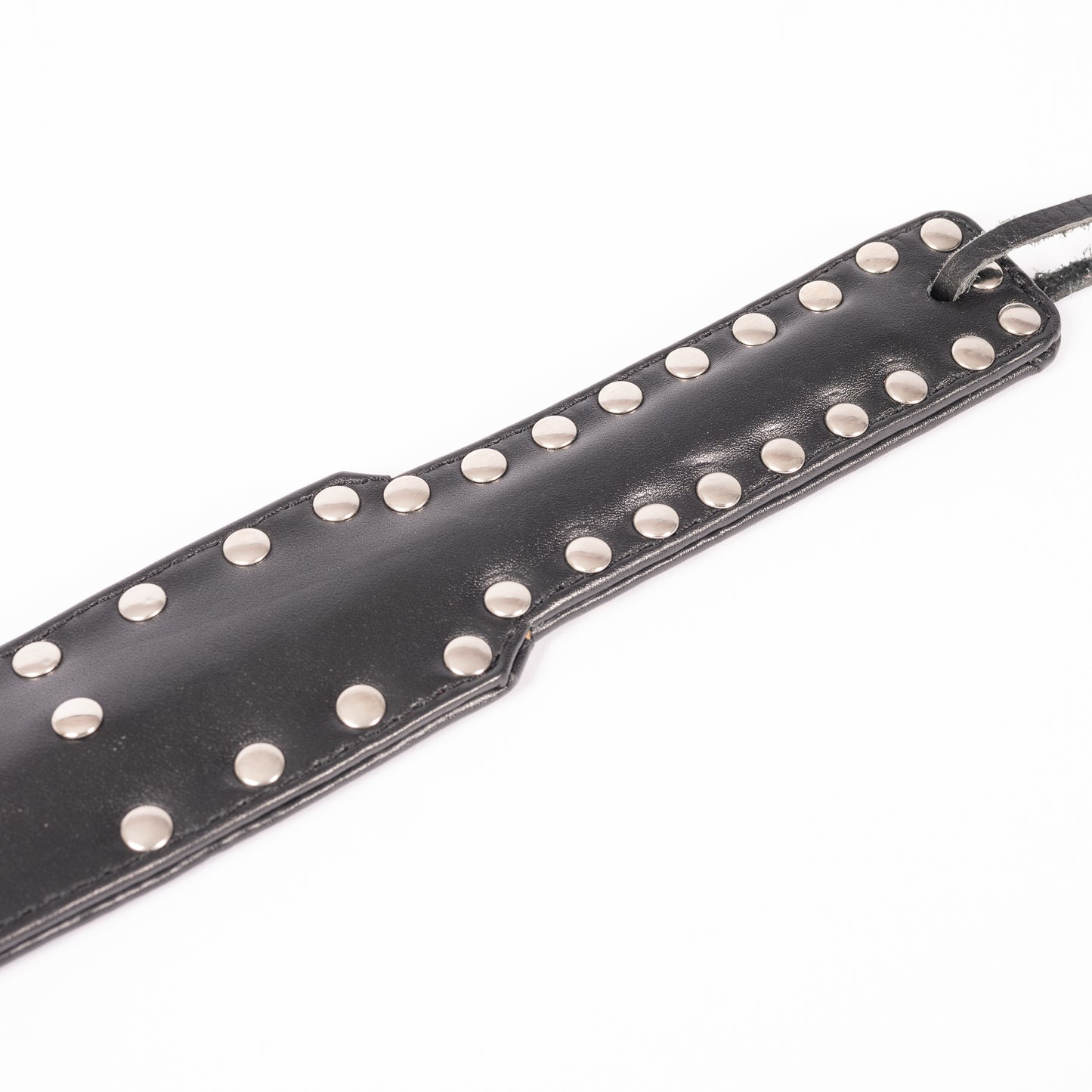 Hand Made Leather Straight Paddle with 28 Silver Studs