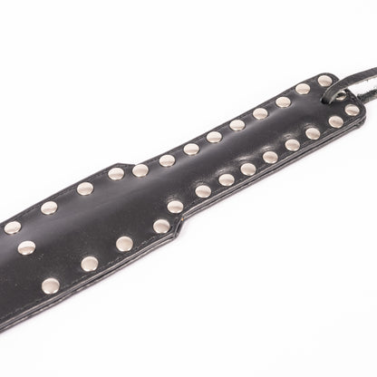 Hand Made Leather Straight Paddle with 28 Silver Studs