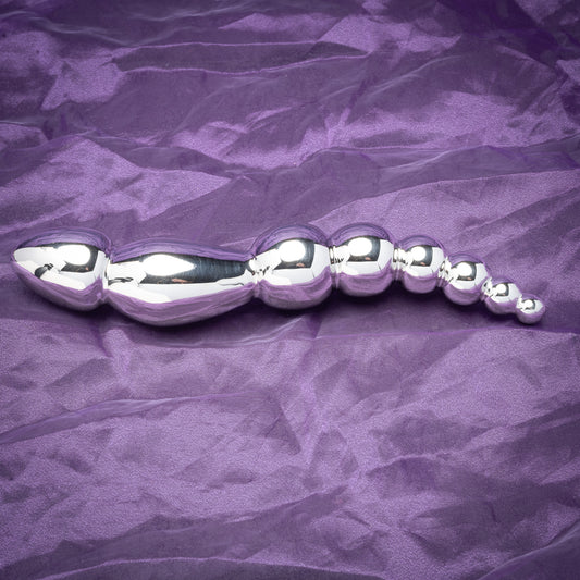 DD Grando Rattle Snake – Stainless Steel Beaded Wand | Serpentine 6-Bulb Anal Massager, 19cm