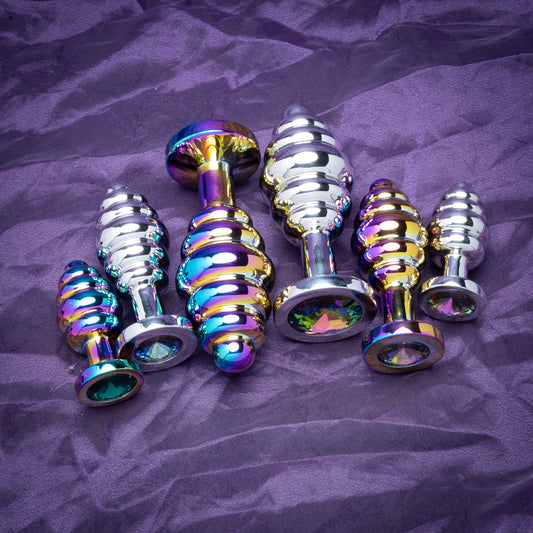 Bee Hive Metal Plug Medium –Threaded Stainless Steel Butt/Anal Plug with Gem Base | Beginner & Advanced Anal Toy