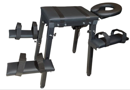 MATURE | Portable Spanking Bench with Headrest – Black Dungeon Furniture | Adjustable Bondage Bench for Restraint & Impact Play