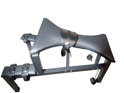 Mature Impact BDSM Spanking Bench Durable Bondage Bench with Shackles, Wrist Cuffs & Chain, Fixed Steel Frame, Black Vinyl Dungeon Furniture