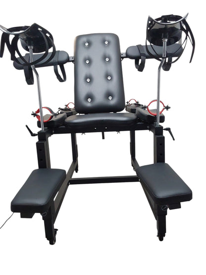 Mature Impact BDSM Bench "Infernal Shadows Bench" Multi position Bondage Bench  with restraints , Adjustable Steel Frame, Black Vinyl