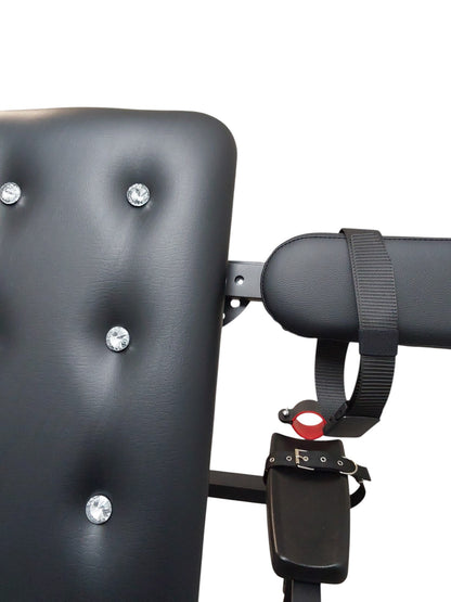 Mature Impact BDSM Bench "Infernal Shadows Bench" Multi position Bondage Bench  with restraints , Adjustable Steel Frame, Black Vinyl