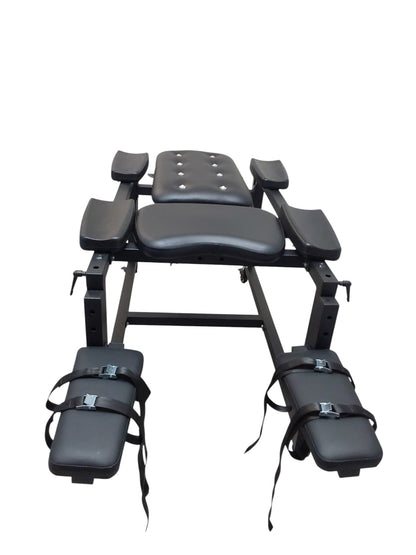Mature Impact BDSM Bench "Infernal Shadows Bench" Multi position Bondage Bench  with restraints , Adjustable Steel Frame, Black Vinyl