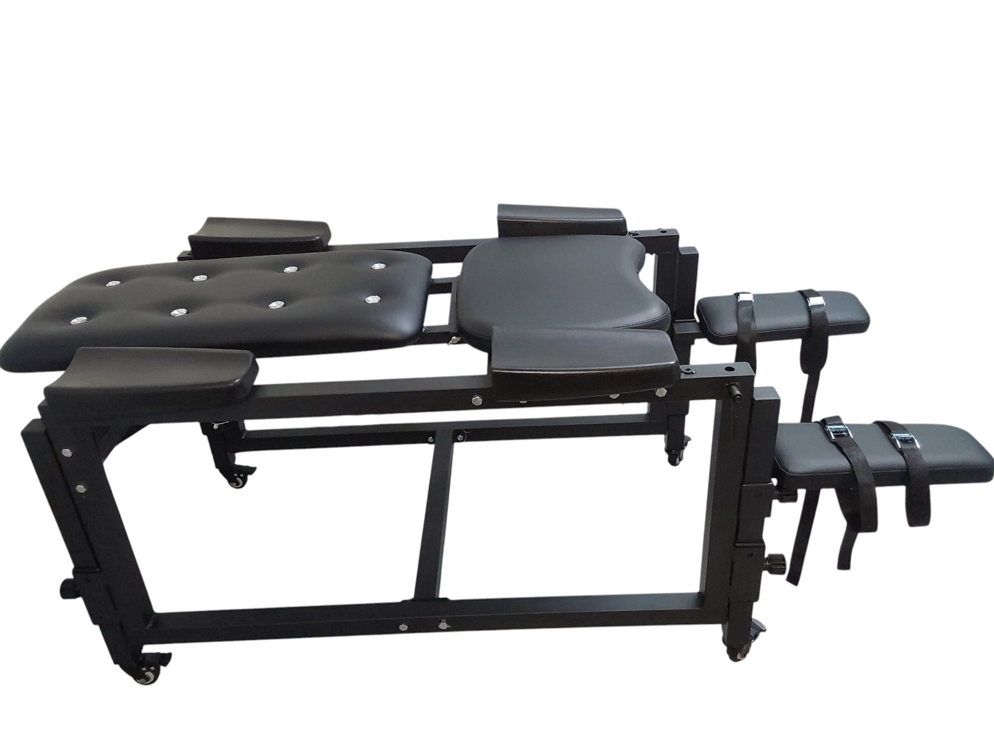 Mature Impact BDSM Bench "Infernal Shadows Bench" Multi position Bondage Bench  with restraints , Adjustable Steel Frame, Black Vinyl