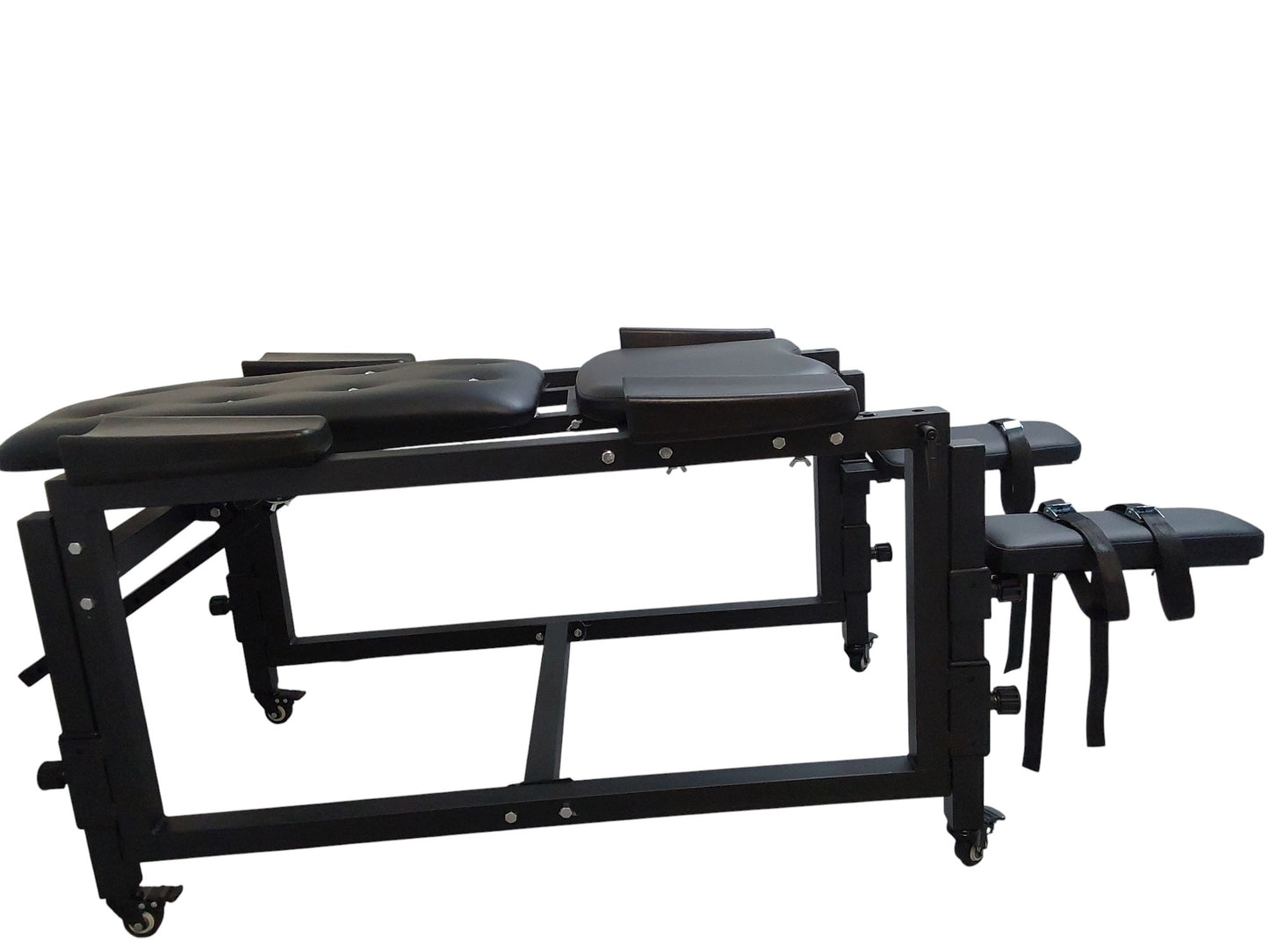 Mature Impact BDSM Bench "Infernal Shadows Bench" Multi position Bondage Bench  with restraints , Adjustable Steel Frame, Black Vinyl