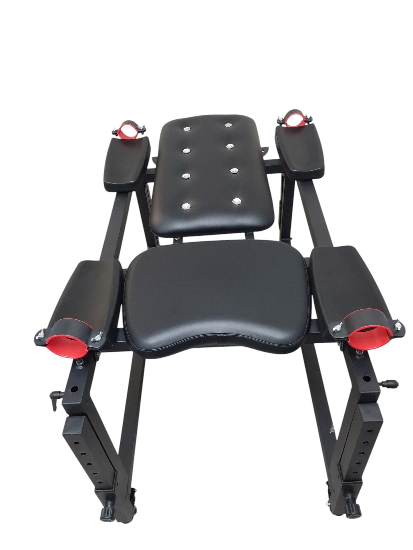 Mature Impact BDSM Bench "Infernal Shadows Bench" Multi position Bondage Bench  with restraints , Adjustable Steel Frame, Black Vinyl