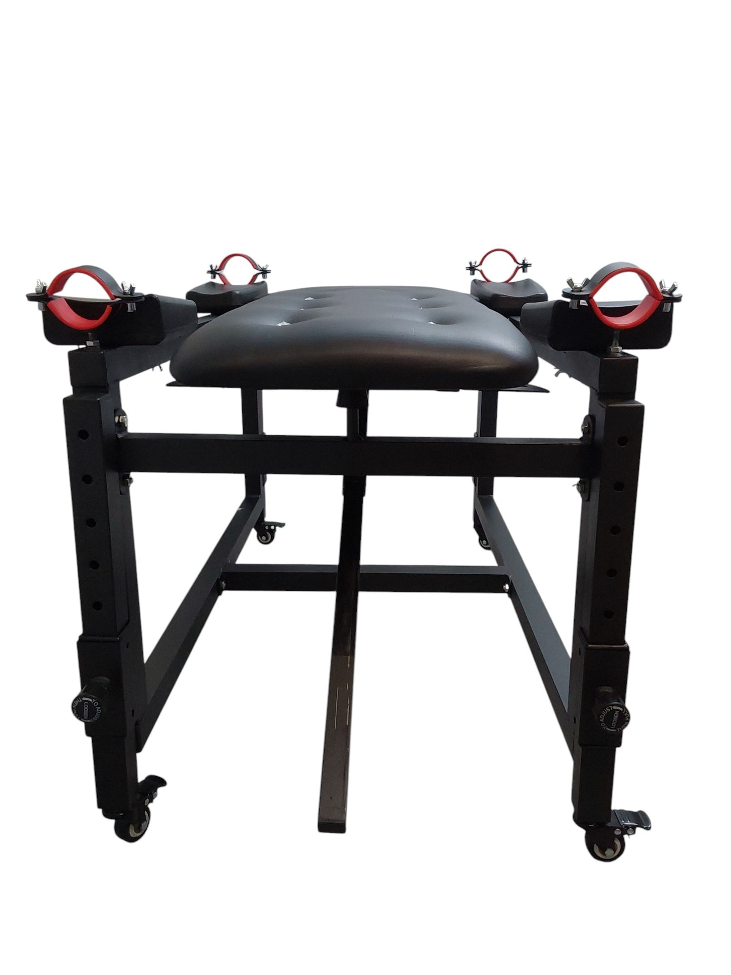 Mature Impact BDSM Bench "Infernal Shadows Bench" Multi position Bondage Bench  with restraints , Adjustable Steel Frame, Black Vinyl
