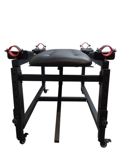 Mature Impact BDSM Bench "Infernal Shadows Bench" Multi position Bondage Bench  with restraints , Adjustable Steel Frame, Black Vinyl