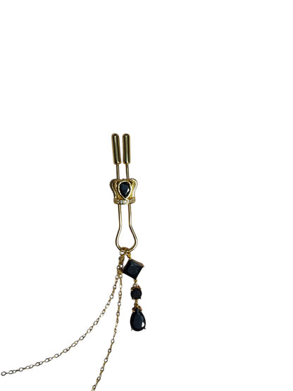 Gold Nipple Clamps with Dual Chains – Luxury BDSM Jewelry