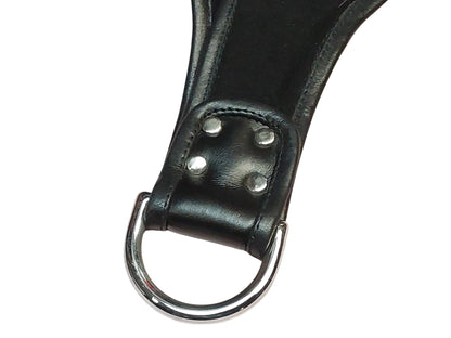 Handmade Black Leather Wrap-Around Wrist & Hand Cuffs — Lined, D-Ring (Pair)