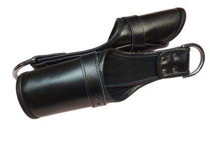 Handmade Black Leather Wrap-Around Wrist & Hand Cuffs — Lined, D-Ring (Pair)