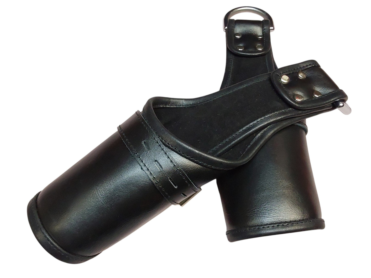 Handmade Black Leather Wrap-Around Wrist & Hand Cuffs